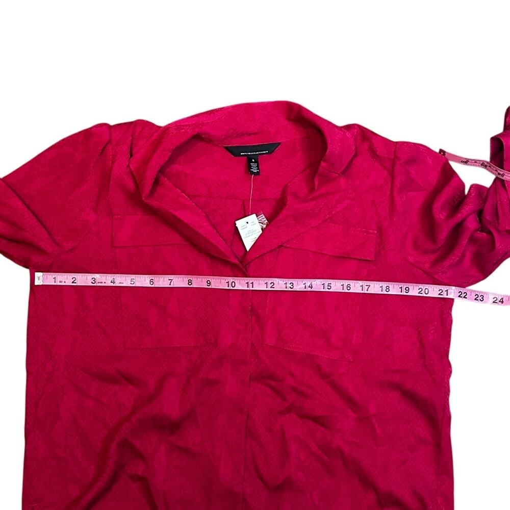NWT!! White House Black Market Red Snakeskin Jacquard Button-Up Blouse Top S - Picture 5 of 6
